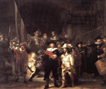 company of captain reinier reael known as themeagre company Painting - The Company of Frans Banning Cocq and Willem van Ruytenburch known as theNight Watch Rembrandt